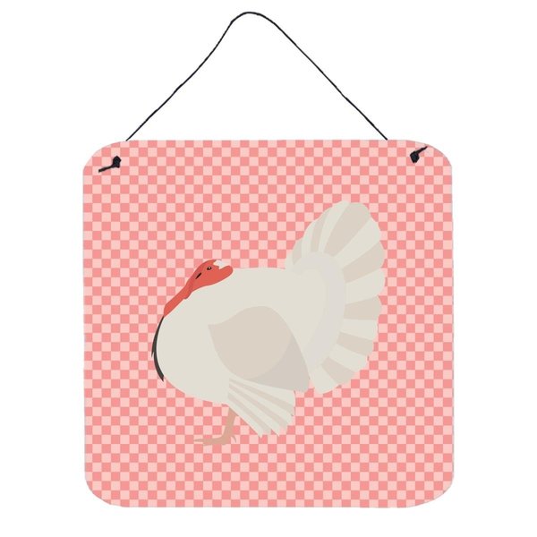 Micasa White Holland Turkey Pink Check Wall or Door Hanging Prints6 x 6 in. MI225964